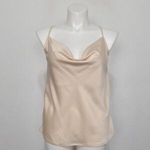 Single Thread Closet Staple Cream Satin Cowl Neck Coquette Silky Camisole Sz. XL